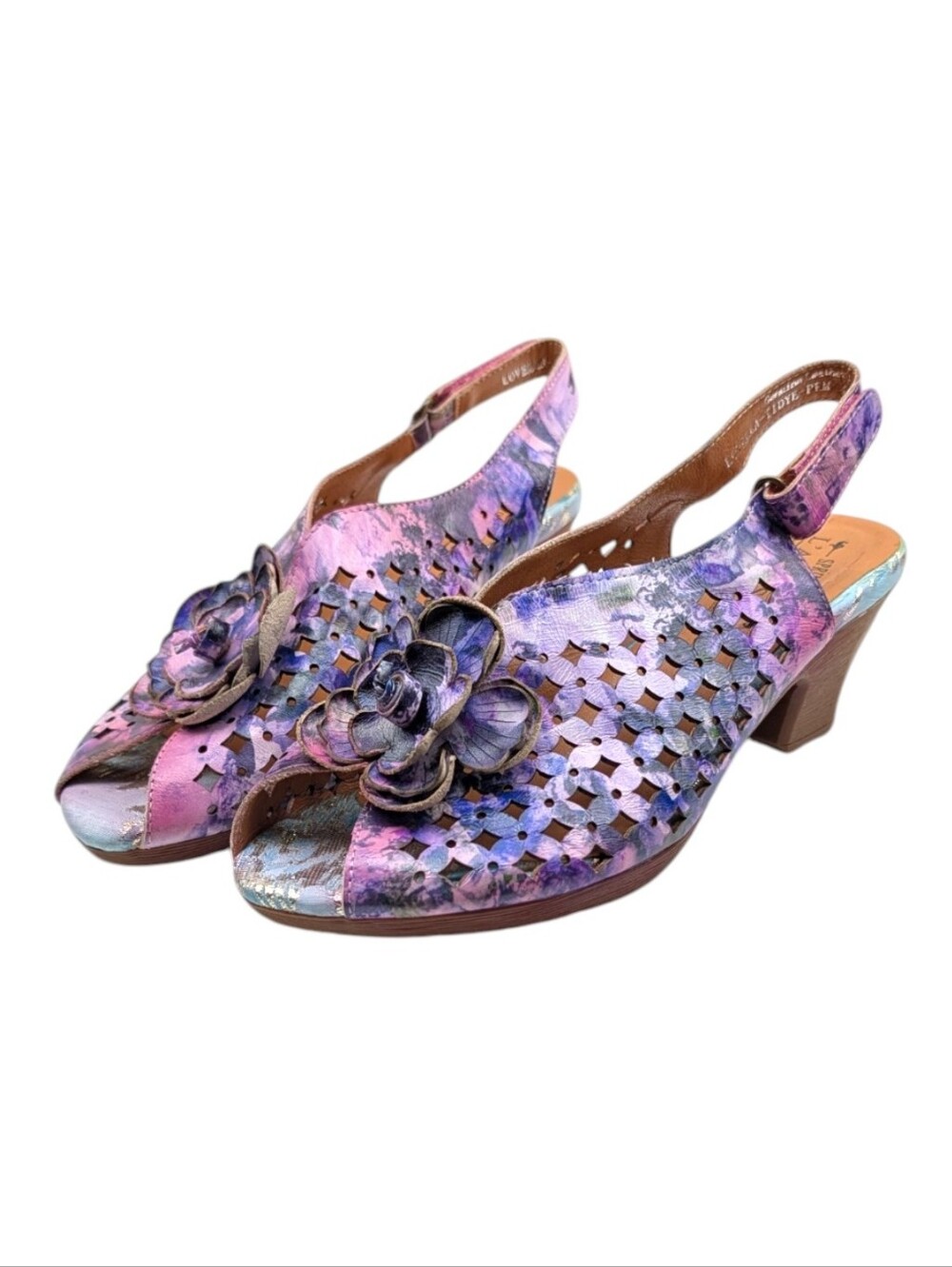 L'Artiste Lovella Floral Slingback Heels Purple Multi EU 42 US 10.5/11 S4201 - Picture 8 of 13